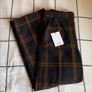 &other stories Wool Trousers, Navy Orange Plaid